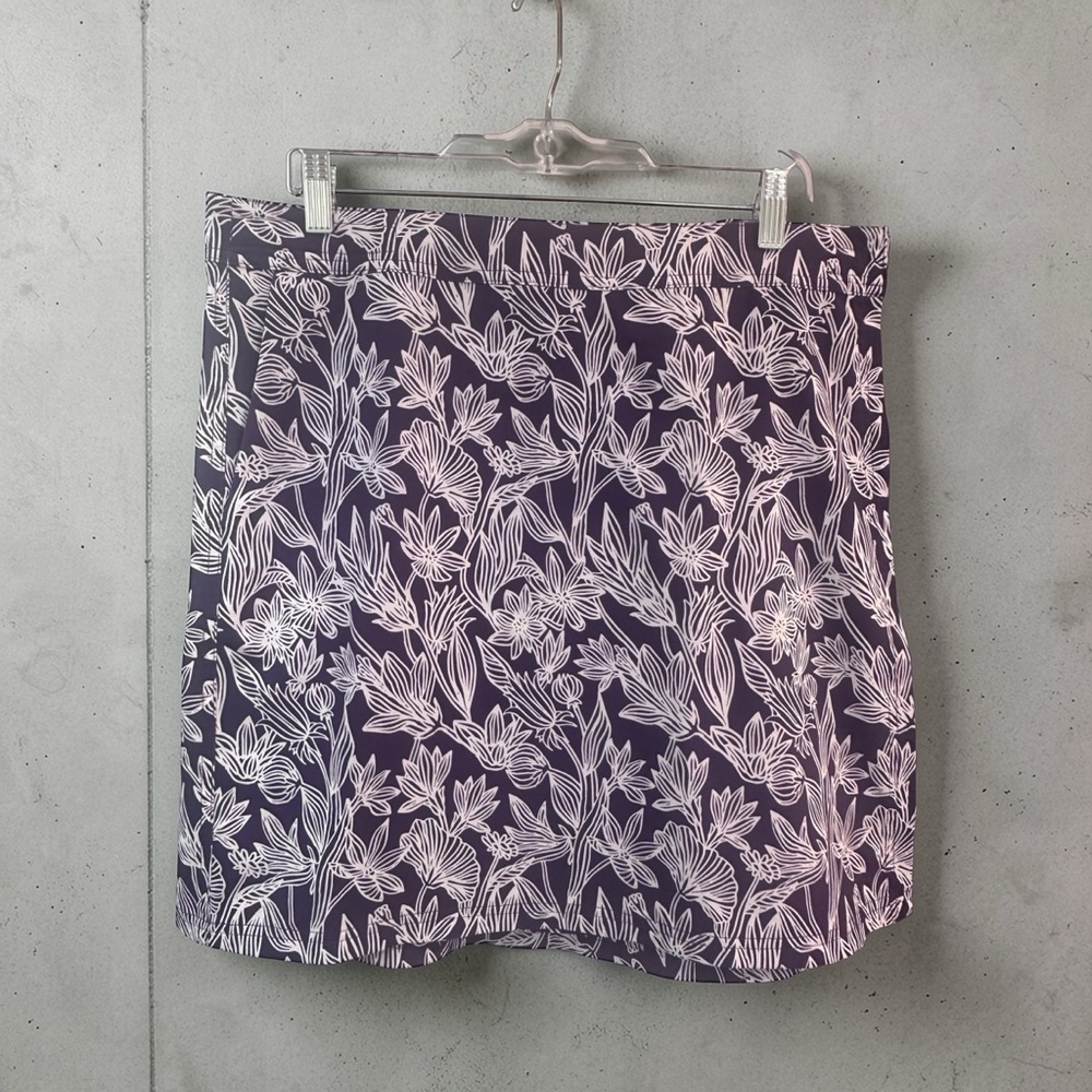 RIPSKIRT Hawaii Wrap Skirt Length 2 Sz L Botanical Print Purple & White Coastal